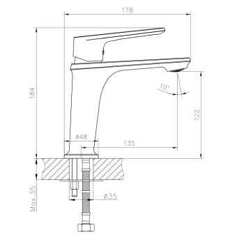 Смеситель для умывальника MAT│ECO NERO, чёрный