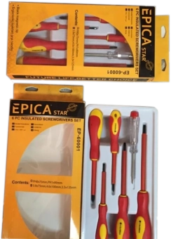 Набор отверток для электротехнических работ, 5 (+/-) + Индикатор, EP-60001, Epica Star