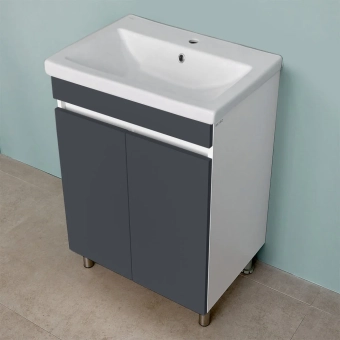 Шкаф напольный Trend Duo антрацит матовый под умывальник Como 600