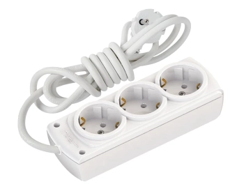 Удлинитель 3 гнезда 2метра 2P+E 16A белый OLIMPIA Mutlusan