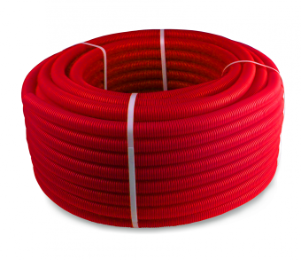 Труба ПНД гофрированная красная Ø20 мм (внутр. Ø18 мм; длина в бухте 50 м), RTP