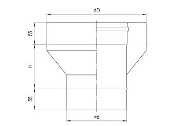 Переходник для дымохода Start-Sandwich (сталь ASI-430/0.5мм+нержавейка) Ø150*210мм, FERRUM