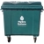 Пластиковый контейнер для мусора с колесиками и крышкой, 1100 л, зеленый Пластиковый контейнер для мусора с колесиками и крышкой, 1100 л, зеленый
