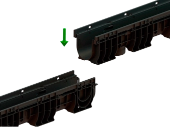 Лоток водоотводный пластиковый BASE DN100 H150 с решеткой щелевой стальной оцинкованной A15