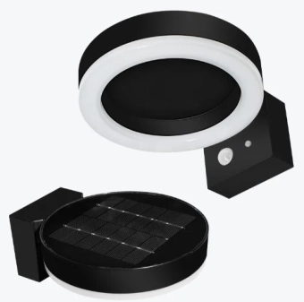 Светильник на солнечной батарее LED 2W 4000K IP44 с датчиком движения настенный PL-130031PSSE черный PANLIGHT